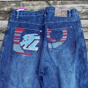 Vintage Y2K Clench Embroidered Jeans Size 38 Blue